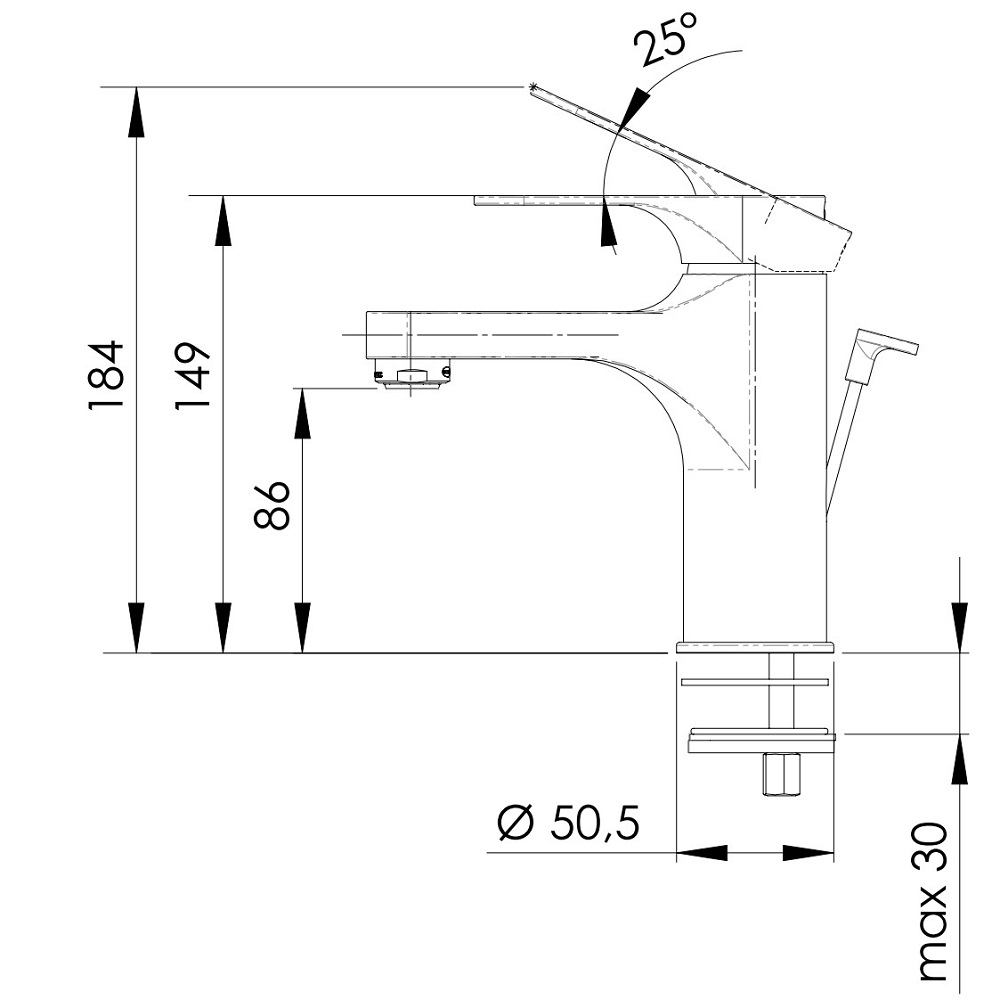 Смеситель для раковины Remer Class Line L10 (хром),с донным клапаном