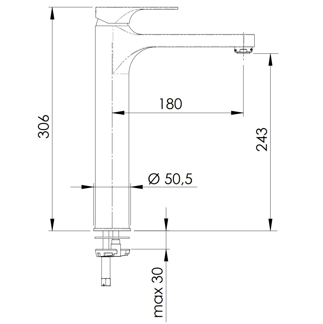 Смеситель для раковины Remer Class Line L10LXL (хром), с донным клапаном