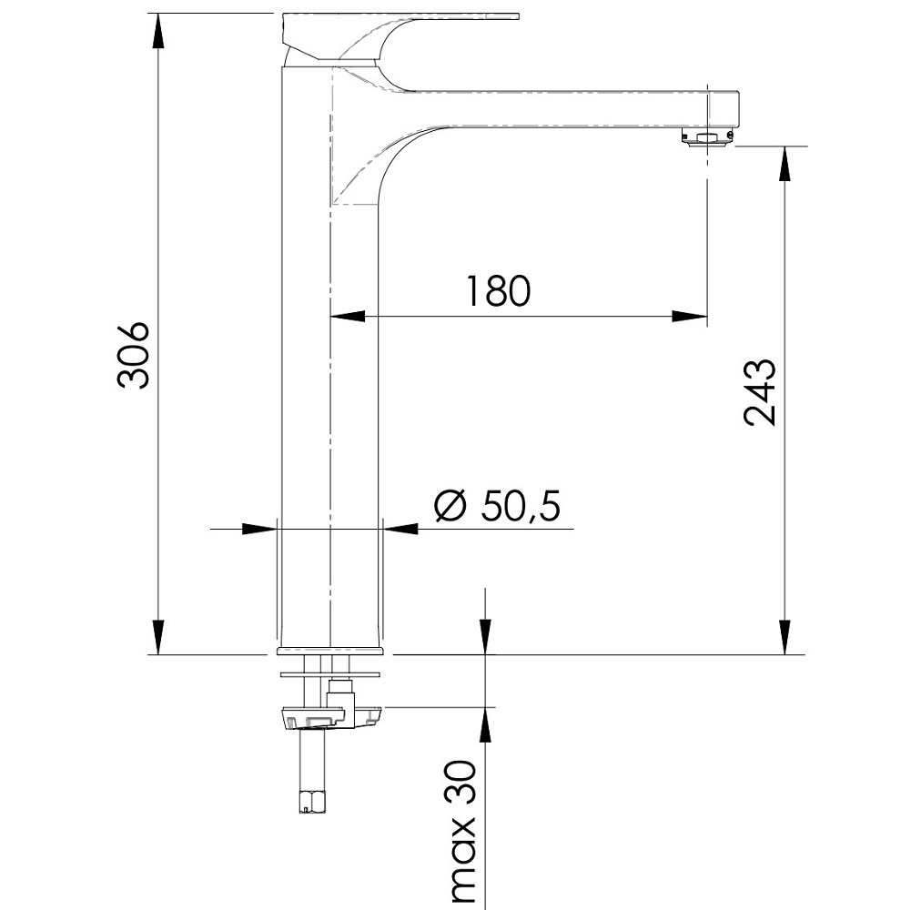 Смеситель для раковины Remer Class Line L11LXL (хром), без донного клапана