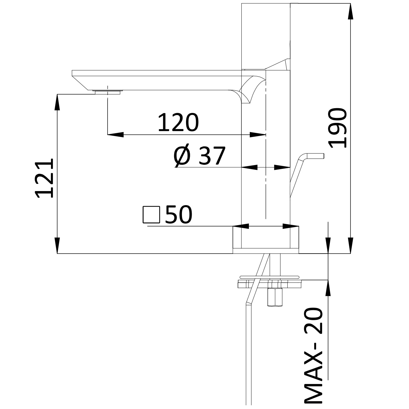 Смеситель для раковины Remer Edge EG510 (хром), с донным клапаном