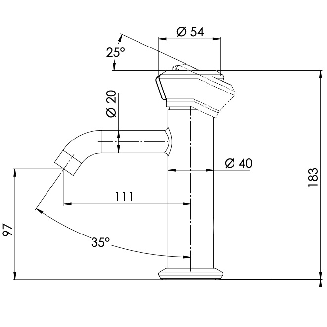 Смеситель для раковины Remer Element ET12DO (золотой), без донного клапана