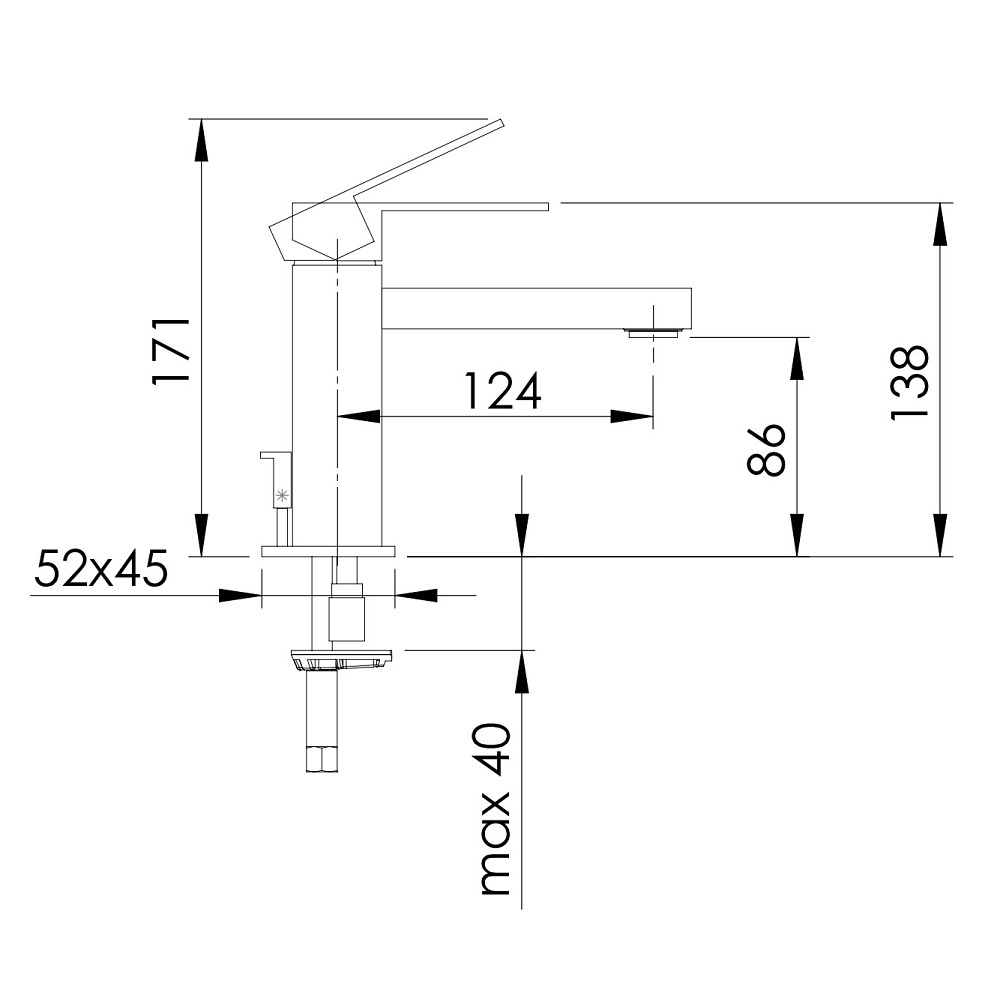 Смеситель для раковины Remer Q-Design QD10 (хром), с донным клапаном