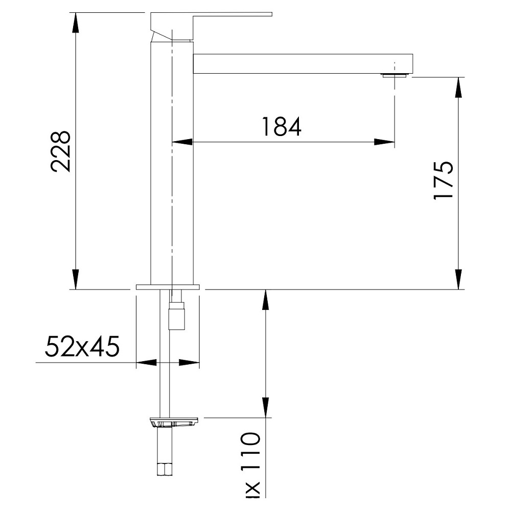 Смеситель для раковины Remer Q-Design QD10L (хром), 22.8 см, с донным клапаном