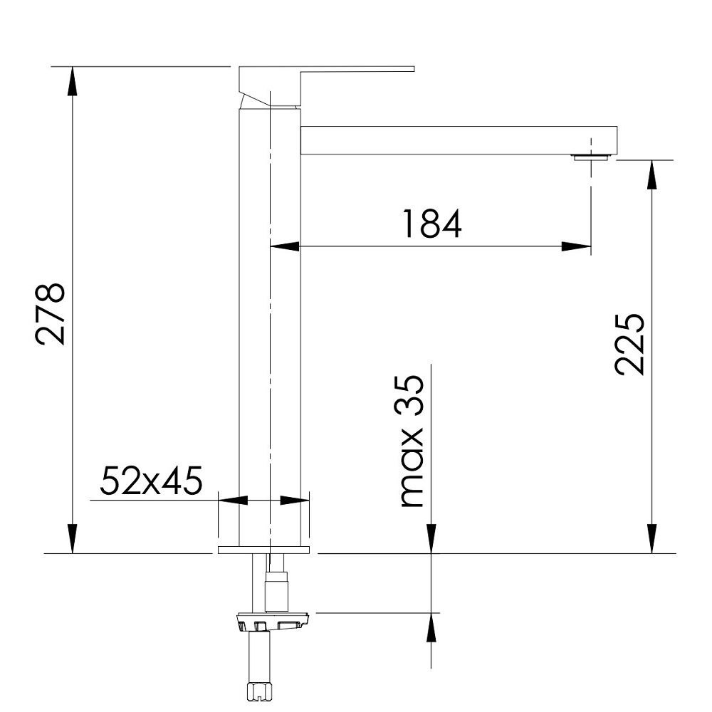Смеситель для раковины Remer Q-Design QD10LXL (хром), 27.8 см, с донным клапаном
