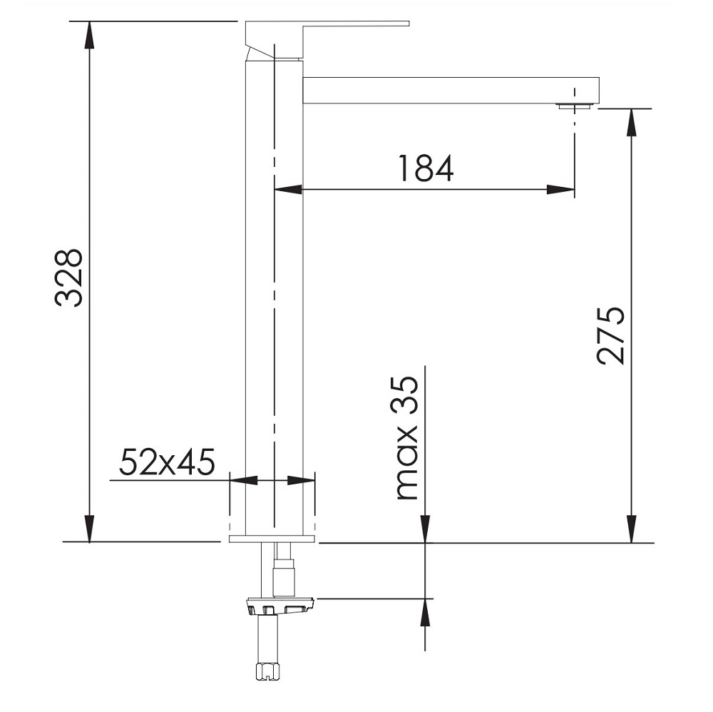 Смеситель для раковины Remer Q-Design QD10LXXL (хром), 32.8 см, с донным клапаном