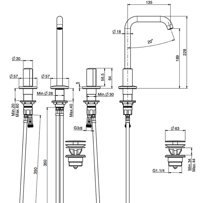 Смеситель для раковины Fima Carlo Frattini So F3191DCR (хром), с донным клапаном