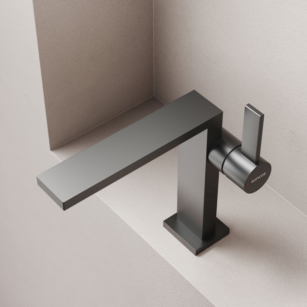 Смеситель для раковины Sancos Линн (Linn) SC9019MB (черный матовый), без донного клапана