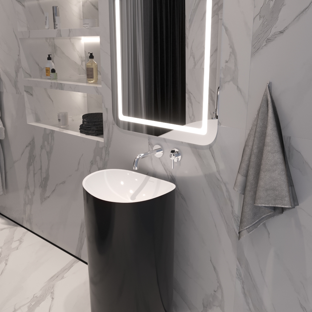 Смеситель для раковины скрытого монтажа 18 см. Whitecross Серия Y Y1216CR (хром), без донного клапана