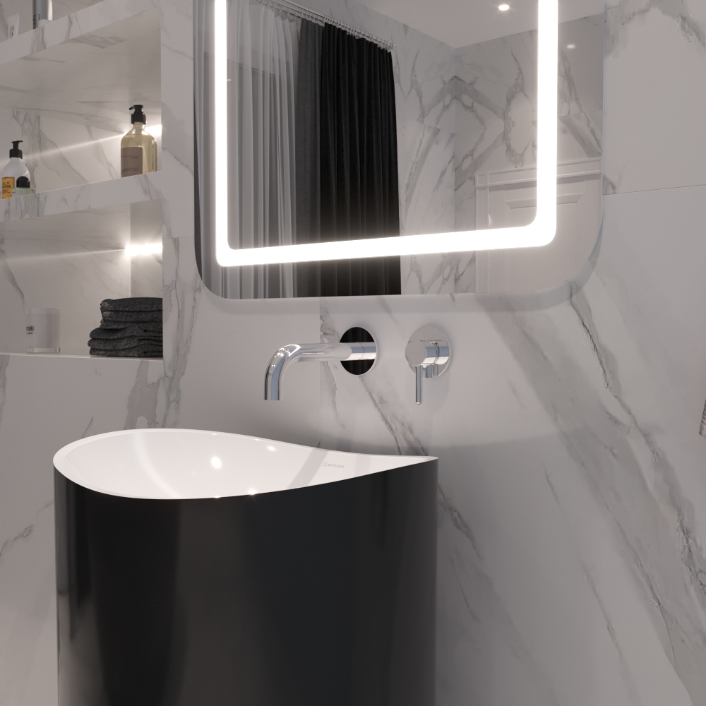 Смеситель для раковины скрытого монтажа 18 см. Whitecross Серия Y Y1216CR (хром), без донного клапана