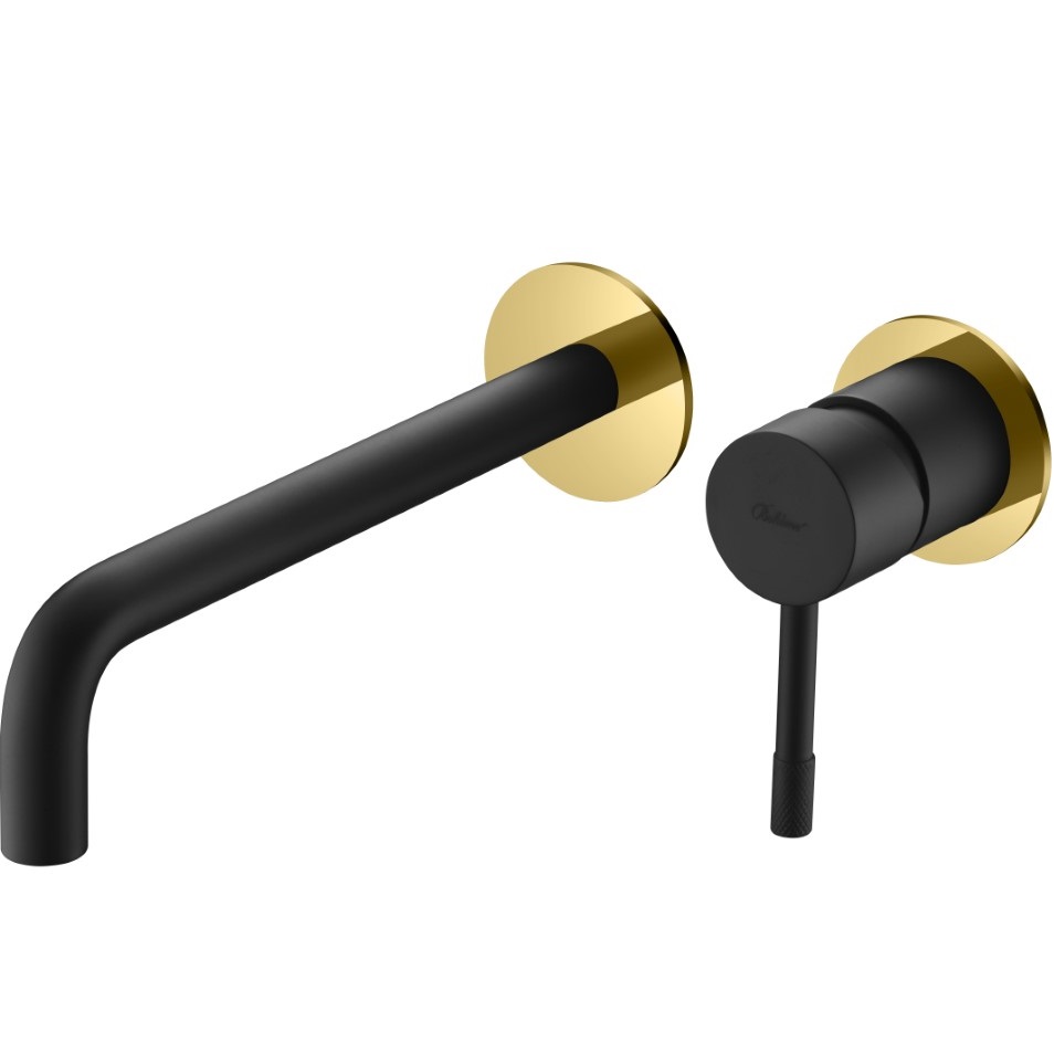 Смеситель для раковины скрытого монтажа Boheme Uno 465-BG (золотой, черный матовый)