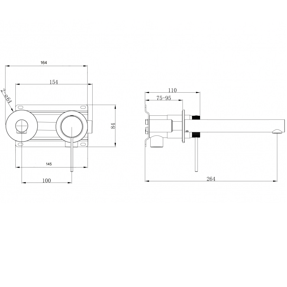 Смеситель для раковины скрытого монтажа Abber Emotion 316 AF8812BST-M (сталь брашированная)
