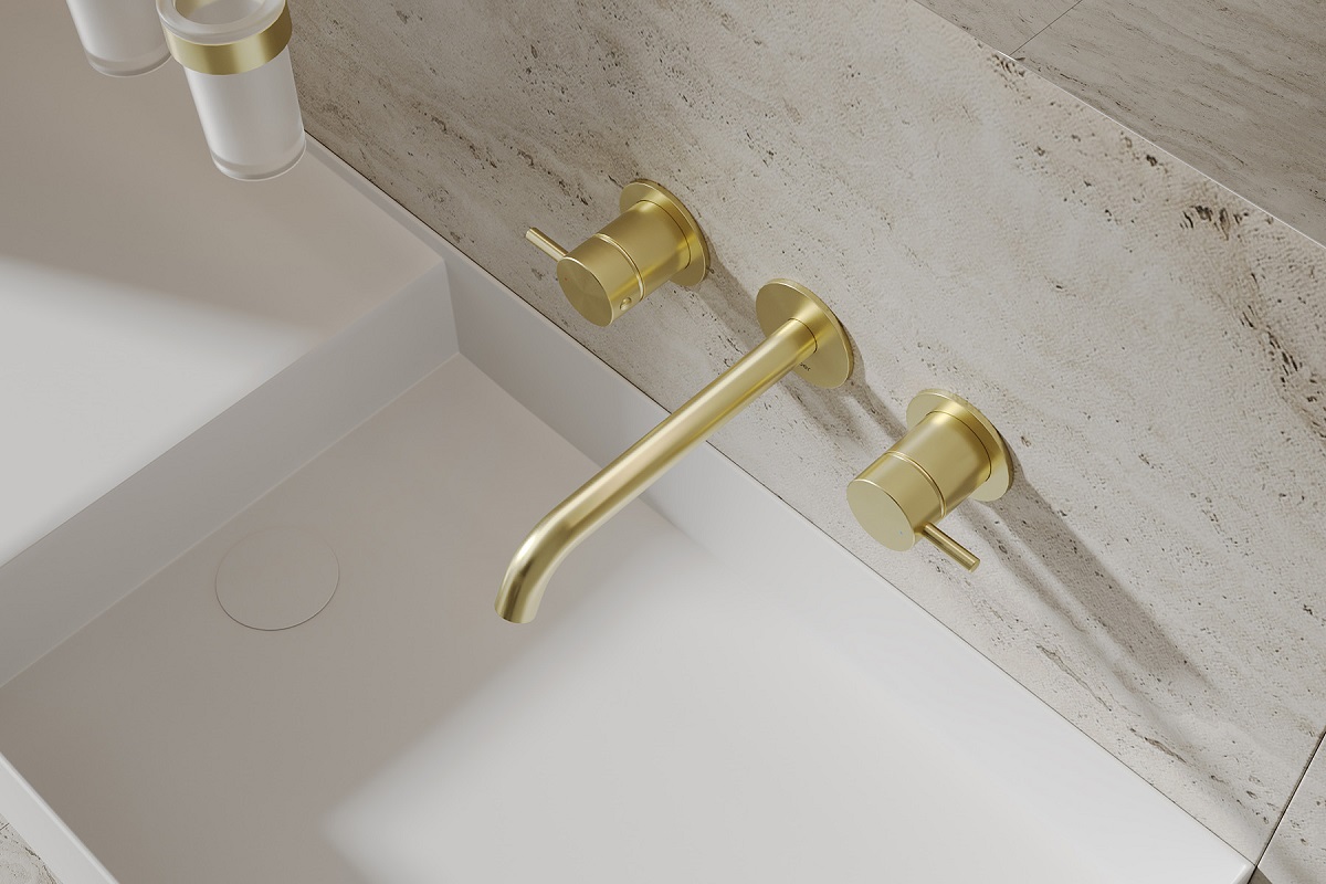 Смеситель для раковины скрытого монтажа Abber Wasser Kreis 316 AF81123BG-L (золото брашированное)