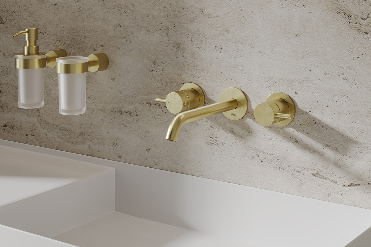 Смеситель для раковины скрытого монтажа Abber Wasser Kreis 316 AF81123BG-L (золото брашированное)