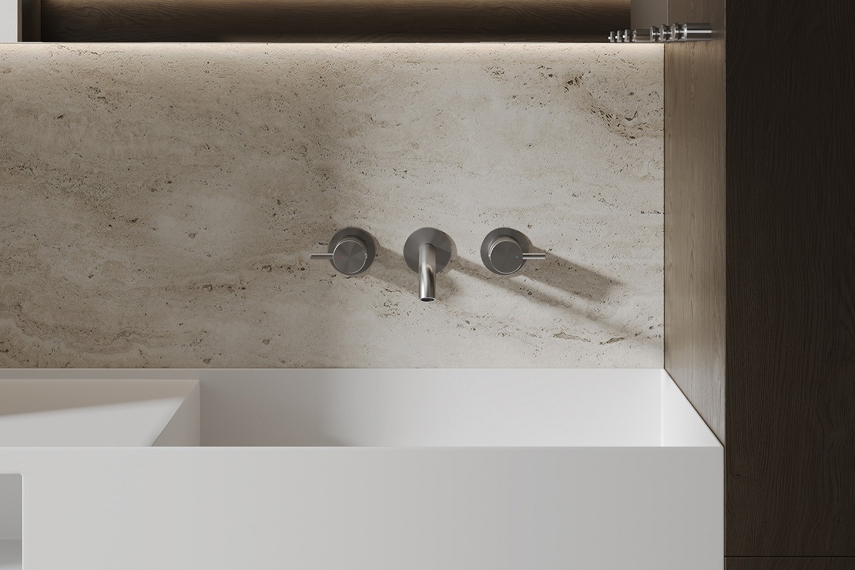 Смеситель для раковины скрытого монтажа Abber Wasser Kreis 316 AF81123BST-L (сталь брашированная)