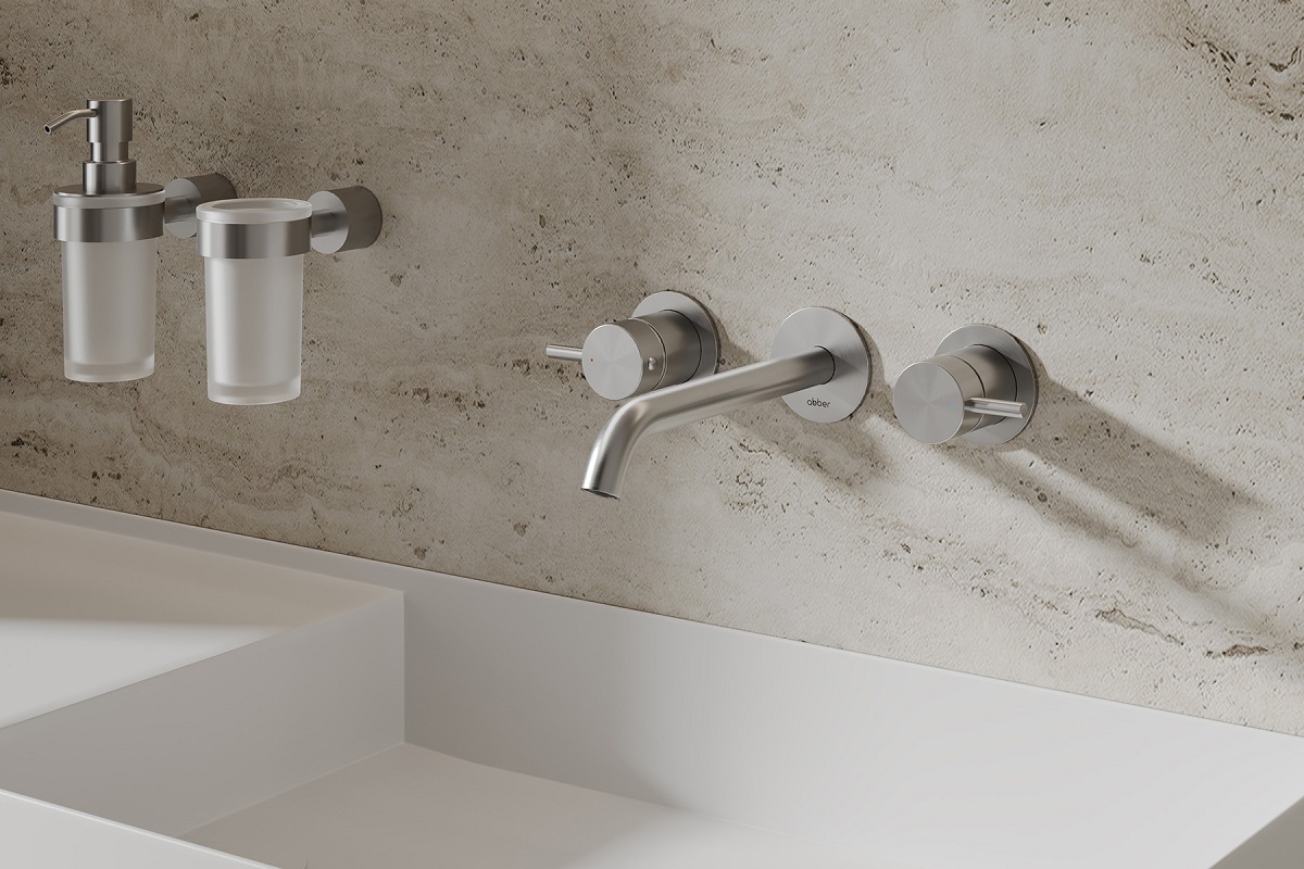 Смеситель для раковины скрытого монтажа Abber Wasser Kreis 316 AF81123BST-L (сталь брашированная)