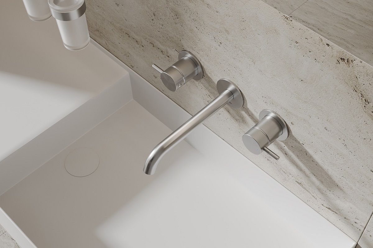 Смеситель для раковины скрытого монтажа Abber Wasser Kreis 316 AF81123BST-L (сталь брашированная)