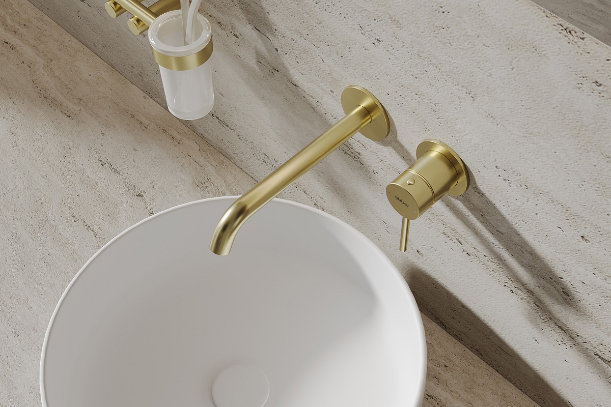 Смеситель для раковины скрытого монтажа Abber Wasser Kreis 316 AF8112BG-M (золото брашированное)