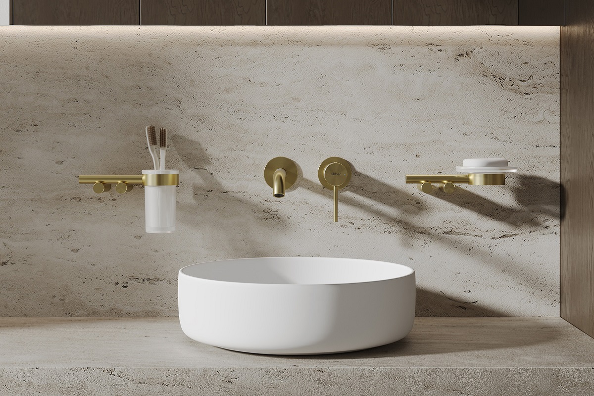 Смеситель для раковины скрытого монтажа Abber Wasser Kreis 316 AF8112BG-M (золото брашированное)