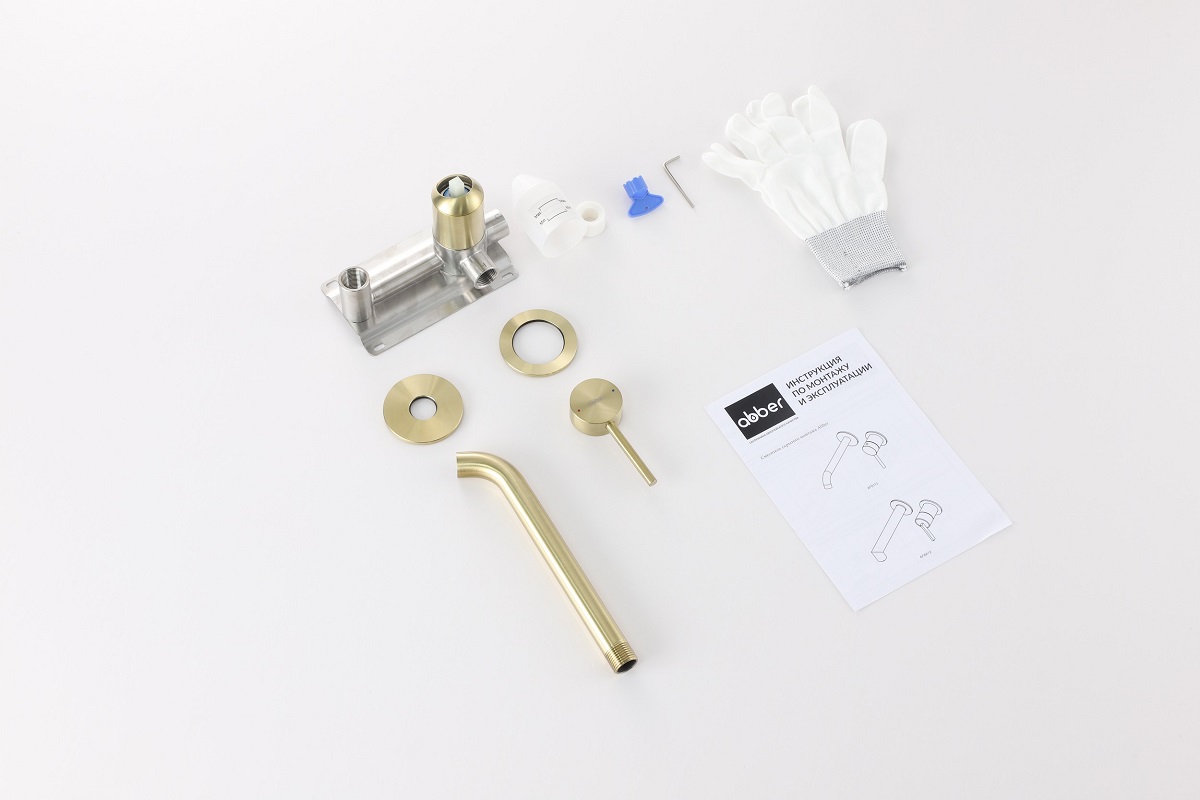 Смеситель для раковины скрытого монтажа Abber Wasser Kreis 316 AF8112BG-M (золото брашированное)