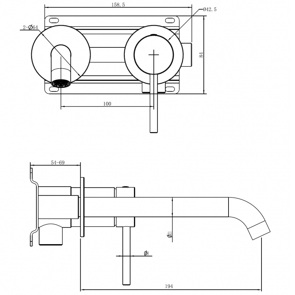 Смеситель для раковины скрытого монтажа Abber Wasser Kreis 316 AF8112BG-M (золото брашированное)