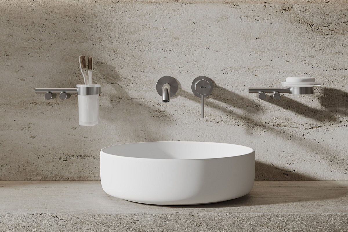 Смеситель для раковины скрытого монтажа Abber Wasser Kreis 316 AF8112BST-M (сталь брашированная)