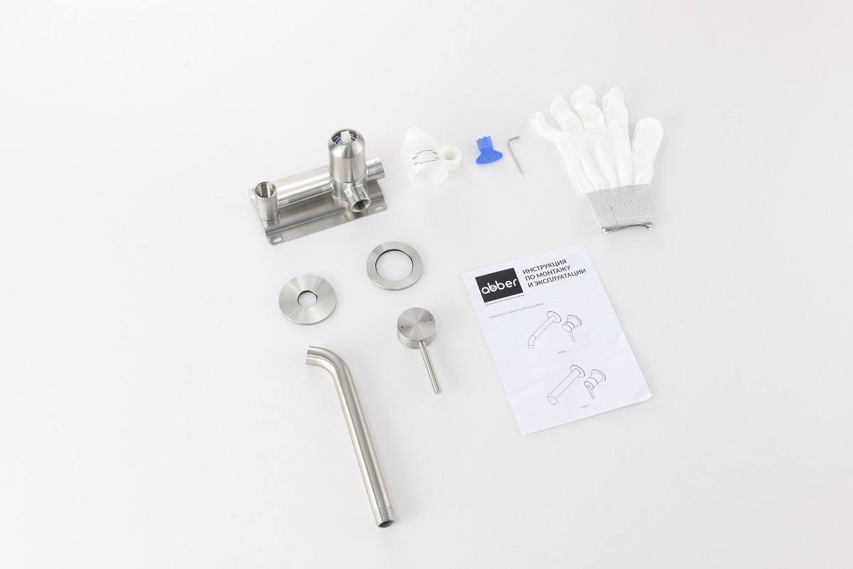 Смеситель для раковины скрытого монтажа Abber Wasser Kreis 316 AF8112BST-M (сталь брашированная)