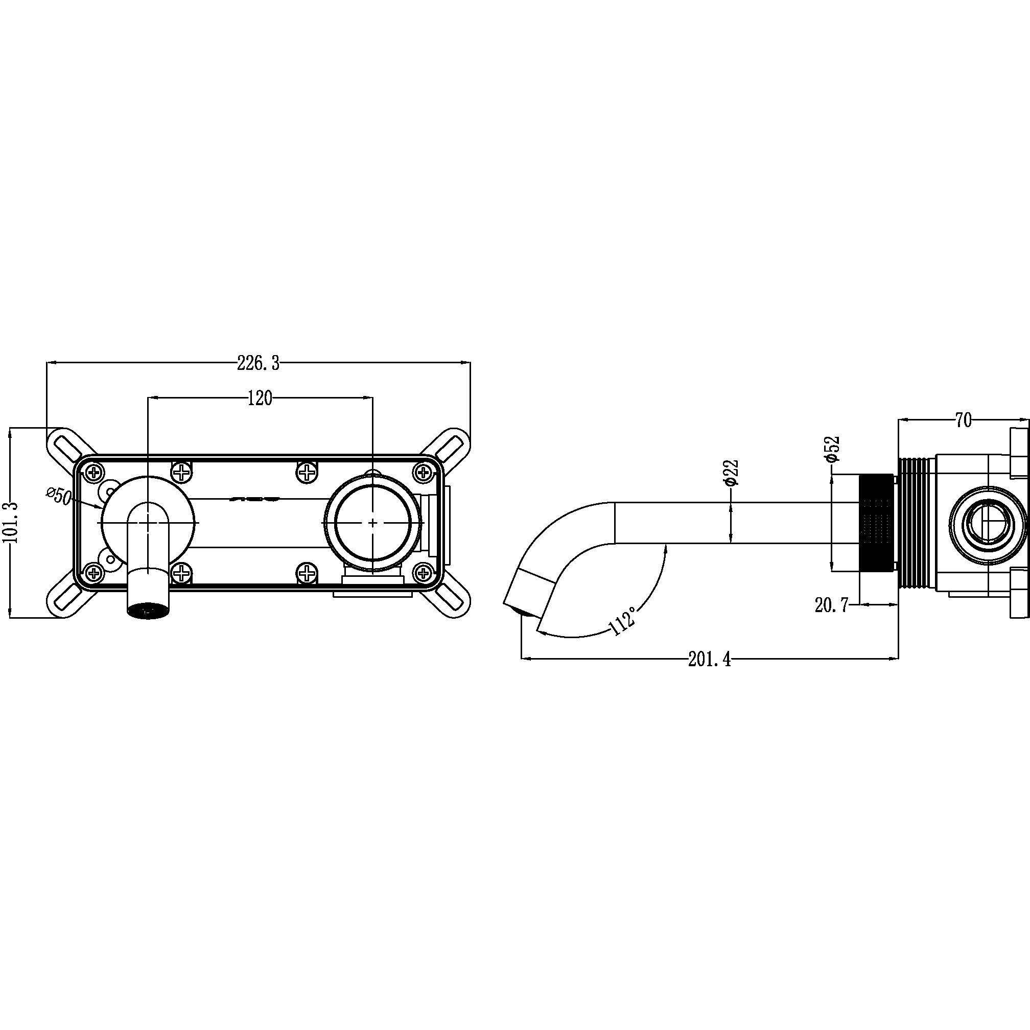 Смеситель для раковины скрытого монтажа автоматический Boheme Tech 158/2-CR (хром), без донного клапана