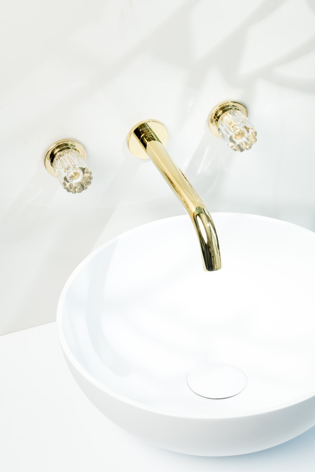 Смеситель для раковины скрытого монтажа Boheme Elegante 152-2-G-EL (золотой), без донного клапана