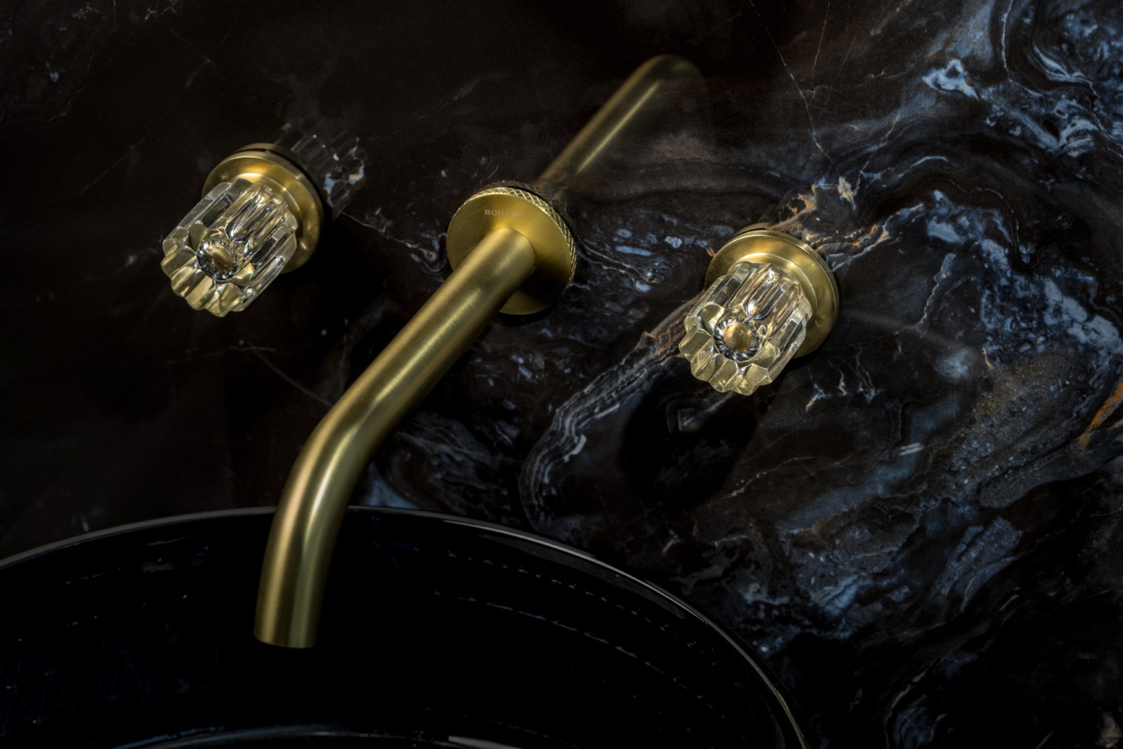 Смеситель для раковины скрытого монтажа Boheme Elegante 152-2-MG-EL (золото матовое), без донного клапана