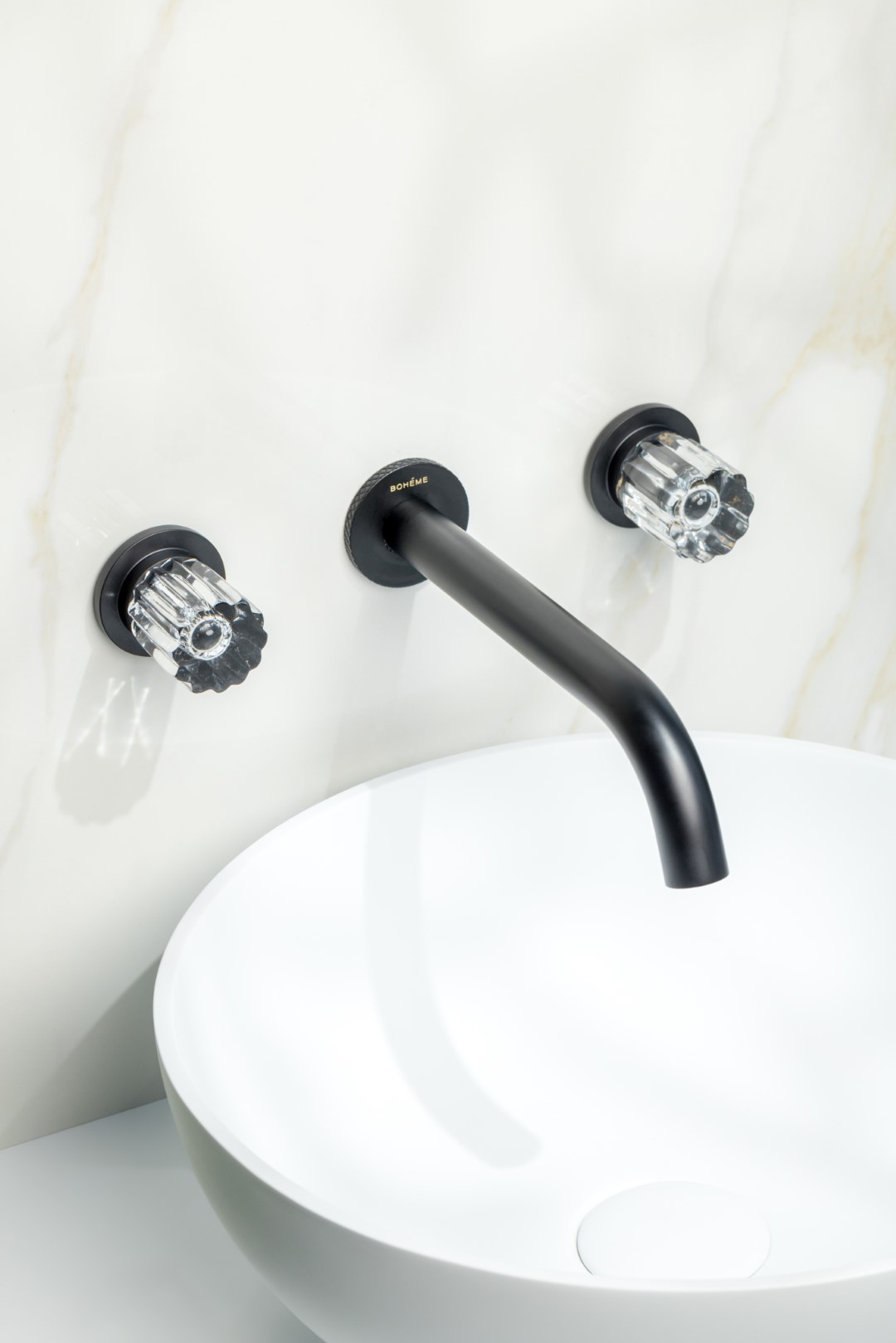 Смеситель для раковины скрытого монтажа Boheme Elegante 152-2-B-EL (черный матовый), без донного клапана