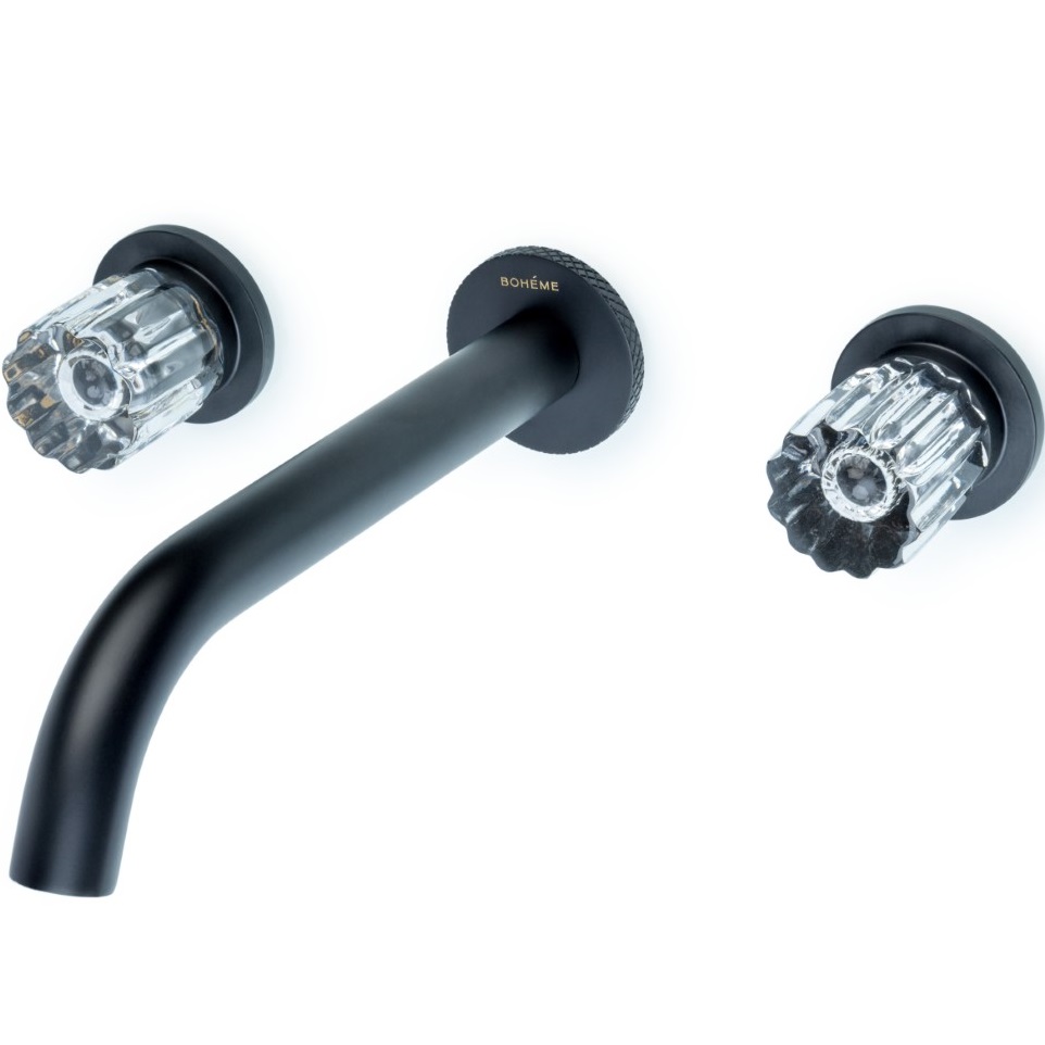 Смеситель для раковины скрытого монтажа Boheme Elegante 152-2-B-EL (черный матовый), без донного клапана