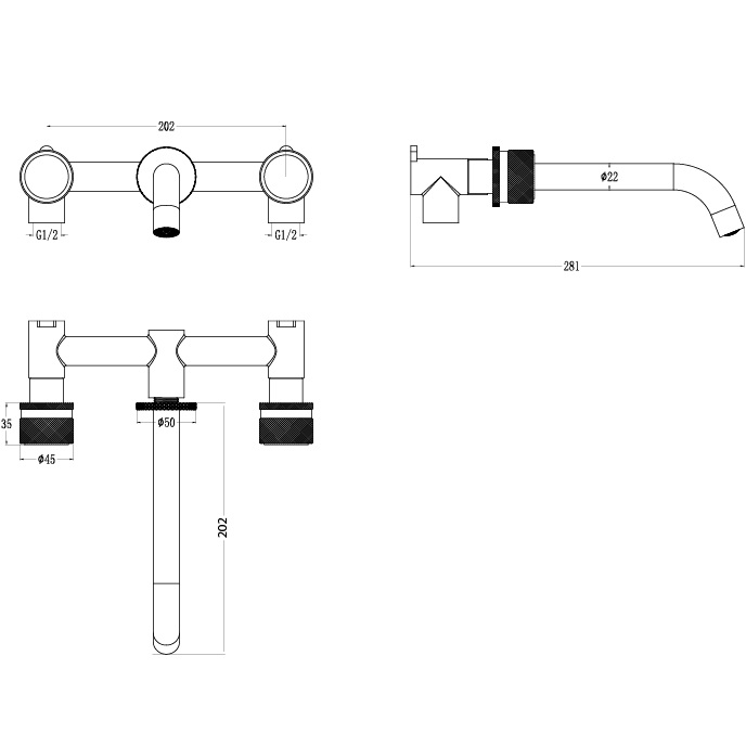 Смеситель для раковины скрытого монтажа Boheme Prestige 152-2-CR-PR (хром), без донного клапана