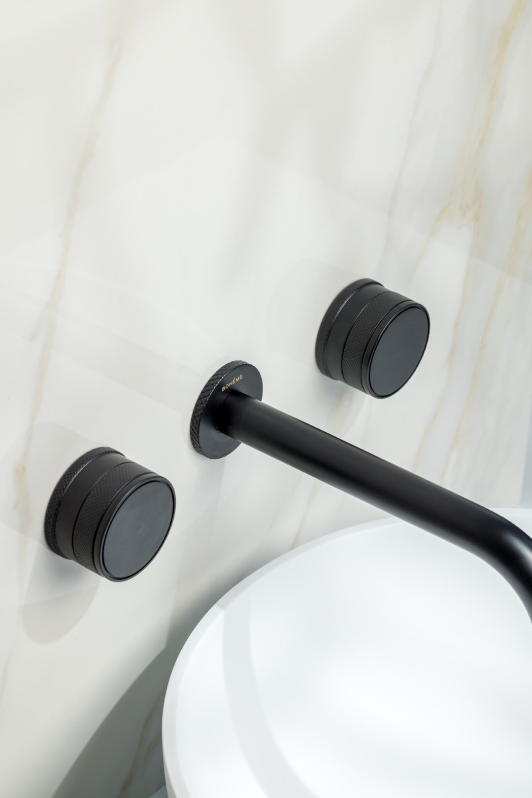 Смеситель для раковины скрытого монтажа Boheme Prestige 152-2-B-PR (черный матовый), без донного клапана