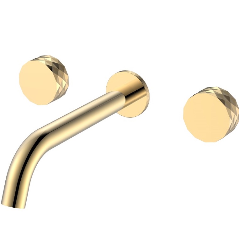 Смеситель для раковины скрытого монтажа Boheme Stick Diamond 152-2-G (золотой), без донного клапана