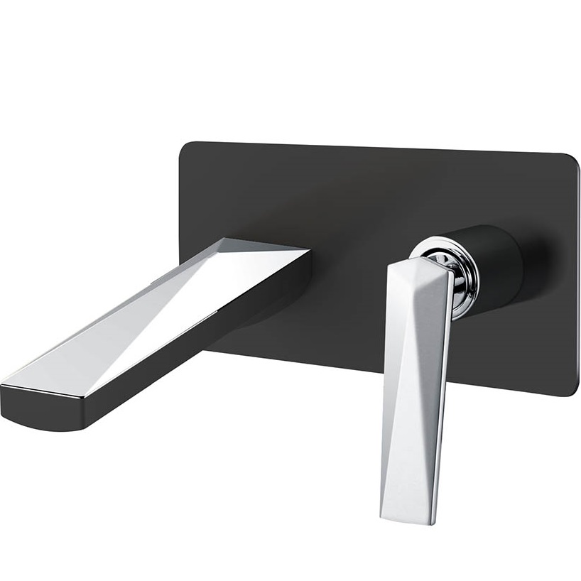 Смеситель для раковины скрытого монтажа Boheme Venturo 375-B (хром, черный матовый), без донного клапана