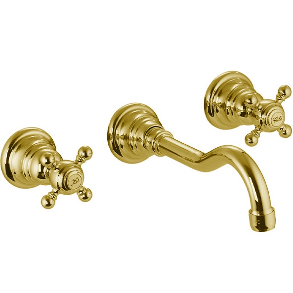 Смеситель для раковины скрытого монтажа 15.9 см. Fima Carlo Frattini Elizabeth F5081/5OR (золотой), с донным клапаном