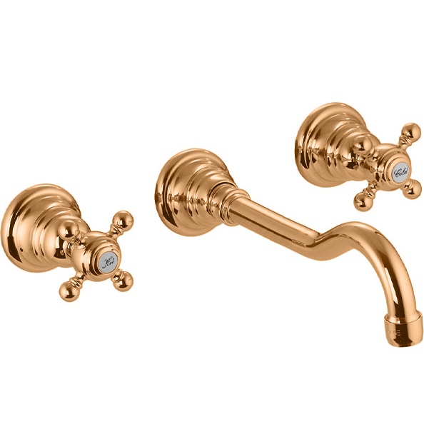 Смеситель для раковины скрытого монтажа 19.9 см. Fima Carlo Frattini Elizabeth F5081L/5BR (бронза), с донным клапаном