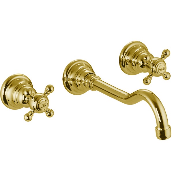 Смеситель для раковины скрытого монтажа 19.9 см. Fima Carlo Frattini Elizabeth F5081L/5OR (золотой), с донным клапаном