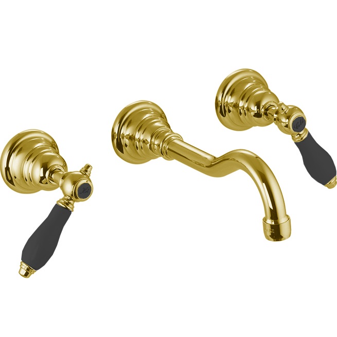 Смеситель для раковины скрытого монтажа Fima Carlo Frattini Herend F5401L/5CNOR (золотой, черные ручки)