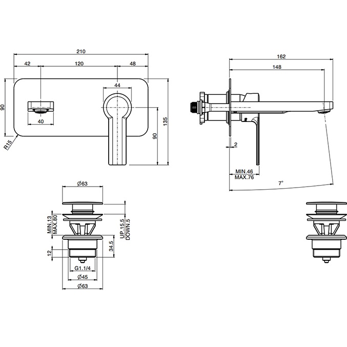 Смеситель для раковины скрытого монтажа Fima Carlo Frattini Mast F3141WX5OR (золотой)