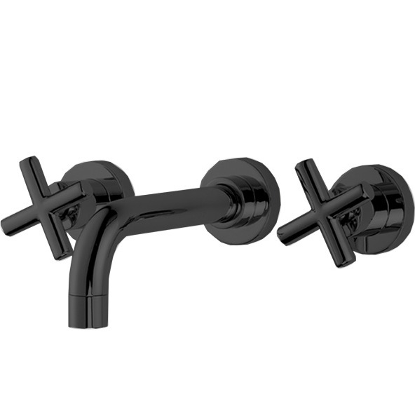 Смеситель для раковины скрытого монтажа 15 см. Fima Carlo Frattini Maxima F5321/5NS (черный матовый), с донным клапаном