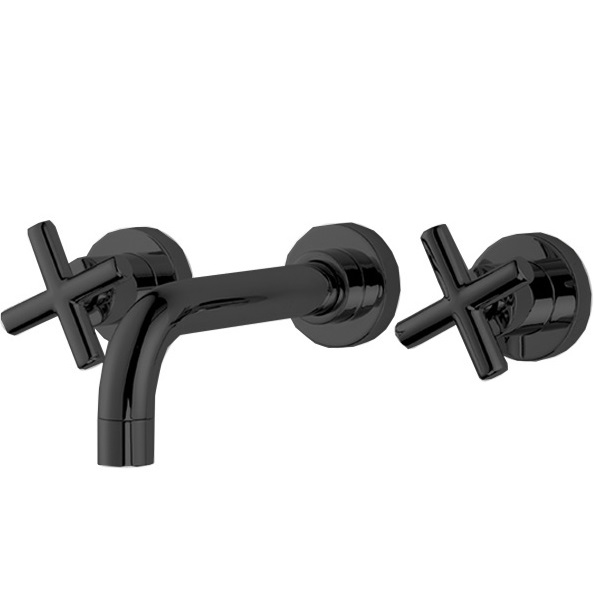 Смеситель для раковины скрытого монтажа 20 см Fima Carlo Frattini Maxima F5321L/5NS (черный матовый), с донным клапаном