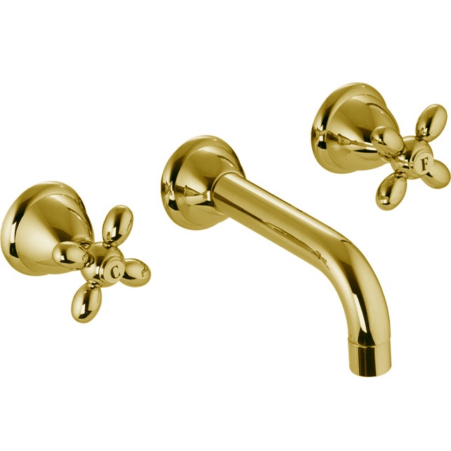 Смеситель для раковины скрытого монтажа 20.2 см Fima Carlo Frattini Olivia F5001L/5OR (золотой), с донным клапаном