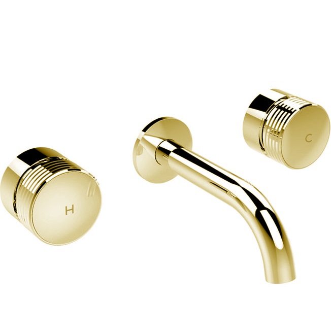 Смеситель для раковины скрытого монтажа Fima Carlo Frattini Texture Collection F5601L/5HOR (золотой), с донным клапаном