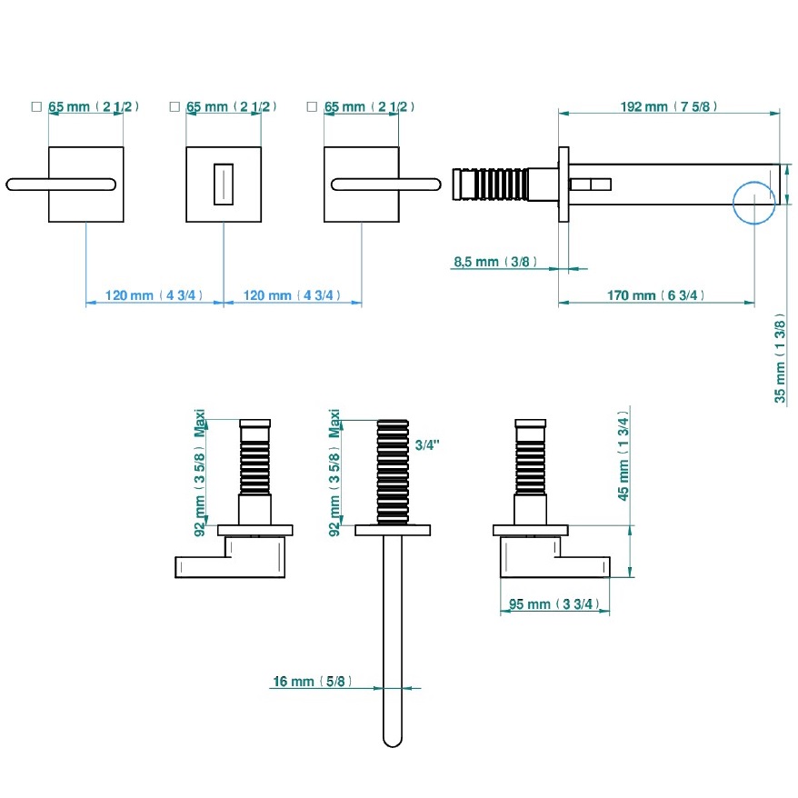 Смеситель для раковины скрытого монтажа ICON-X metal U7H-F01-40GB (золотой)