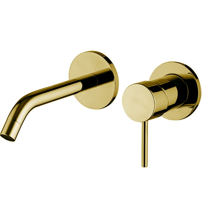 Смеситель для раковины скрытого монтажа излив 16см Fima Carlo Frattini Spillo Up F3051WX8OR (золотой), с донным клапаном