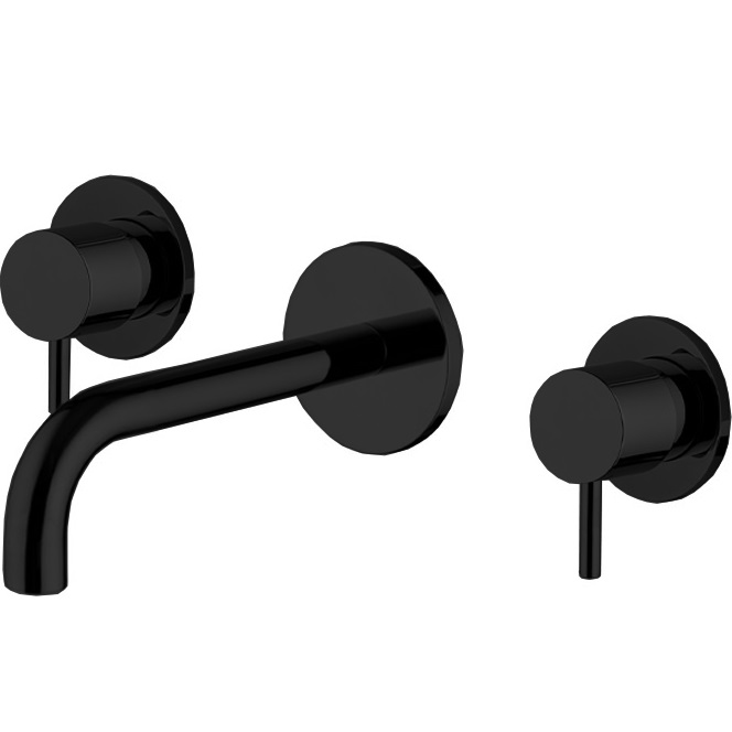 Смеситель для раковины скрытого монтажа излив 20см Fima Carlo Frattini Spillo Up F3161L/5NS (черный матовый), с донным клапаном