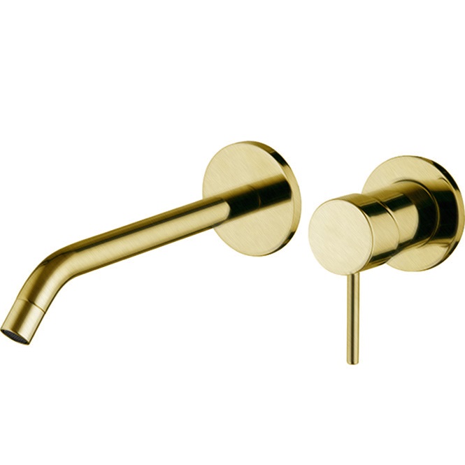 Смеситель для раковины скрытого монтажа излив 21см Fima Carlo Frattini Spillo Up F3051WLX8OS (золото матовое), с донным клапаном