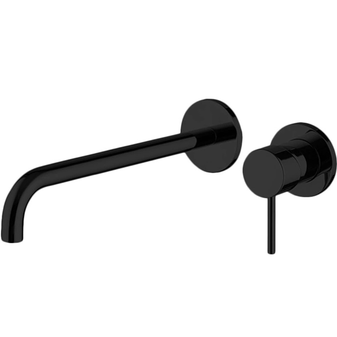 Смеситель для раковины скрытого монтажа излив 25см Fima Carlo Frattini Spillo Up F3051WZX9NS (черный матовый), с донным клапаном