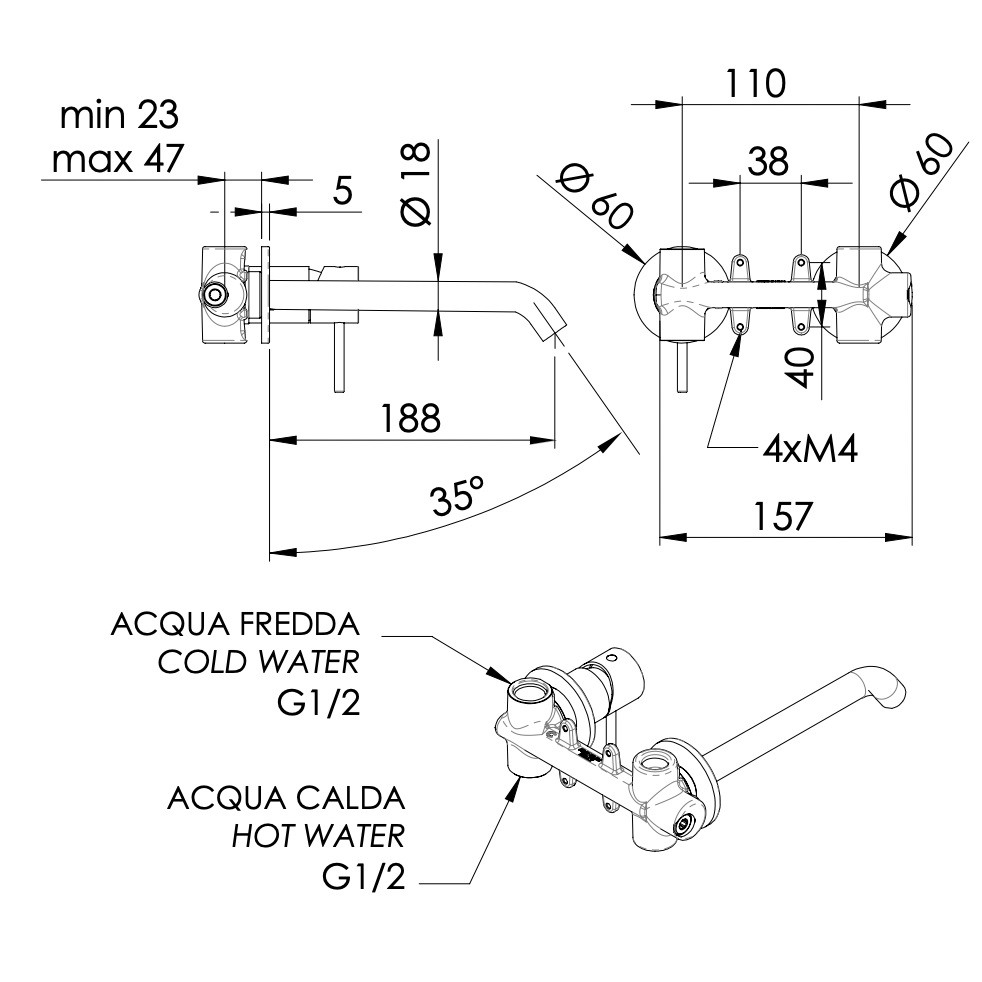 Смеситель для раковины скрытого монтажа Remer X Style Inox SSX15PL (сталь)